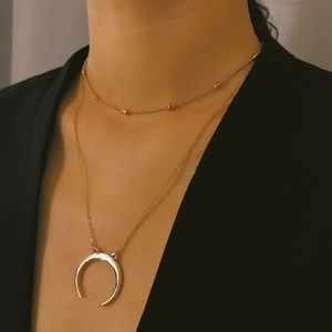 JUNE Gold Half Moon and Chain Necklaces 2 piece